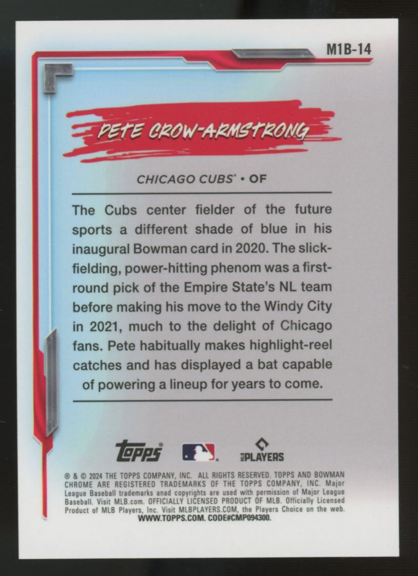 2024 Bowman Chrome Mega Box Pete Crow-Armstrong RC My 1st Bowman Blue Mojo /150