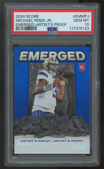 2024 Panini Score Michael Penix Jr. RC Emerged Artist's Proof /35 #EM-MPJ PSA 10