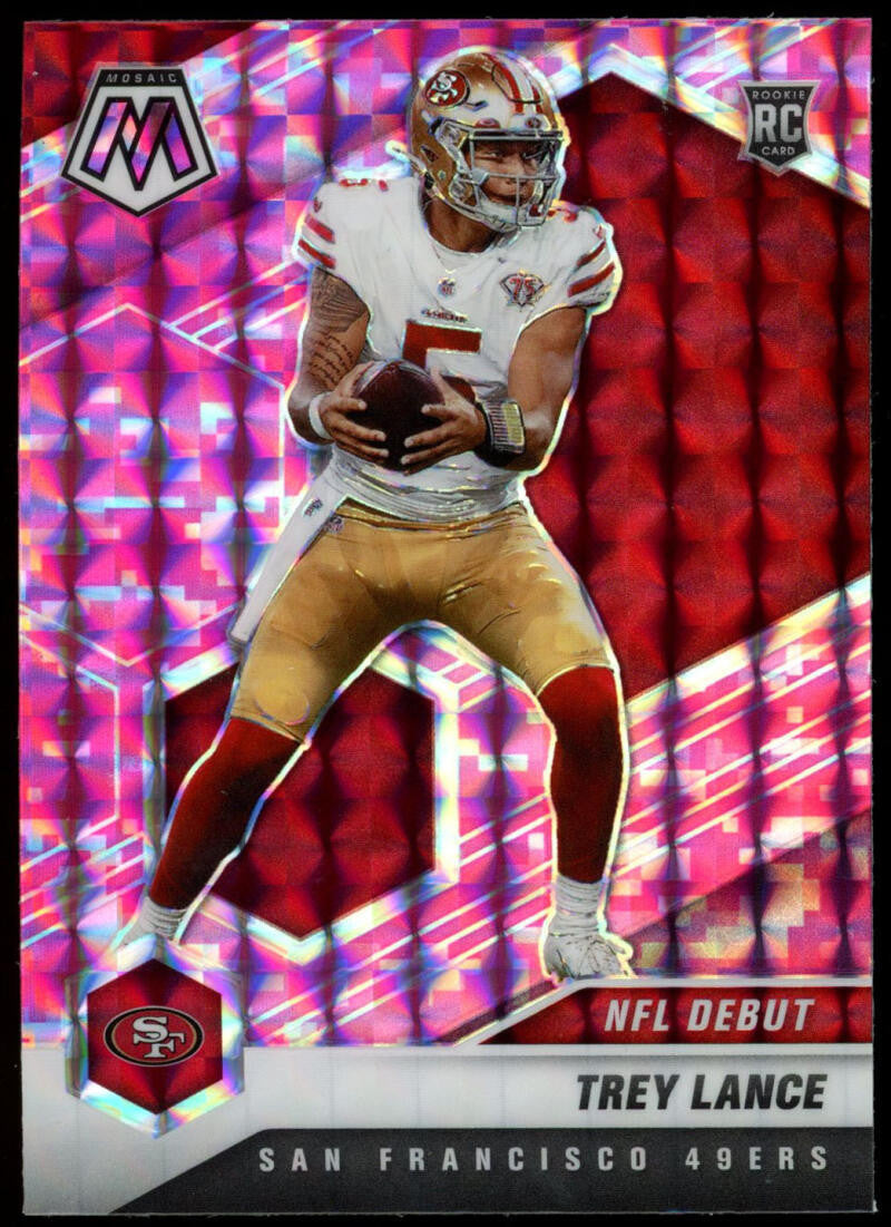 2021 Panini Mosaic Trey Lance Pink Camo Prizm NFL Debut RC #244