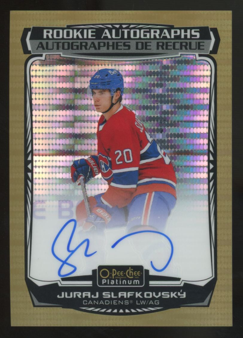 2022-23 O-Pee-Chee Platinum Juraj Slafkovsky RC Seismic Gold Auto /25 #R-SL