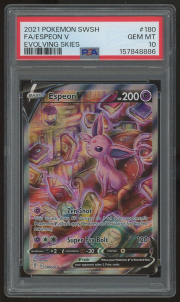 2021 Pokemon Espeon V Evolving Skies Full Art #180 PSA 10 (C)