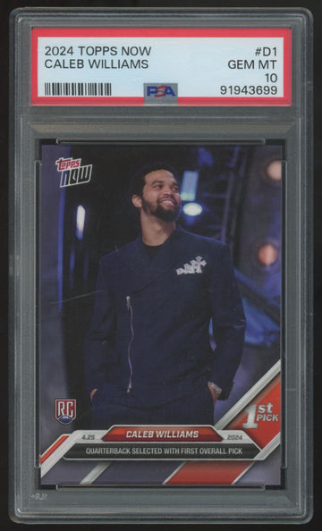 2024 Topps Now Caleb Williams RC 1st Overall Pick #D-1 PSA 10