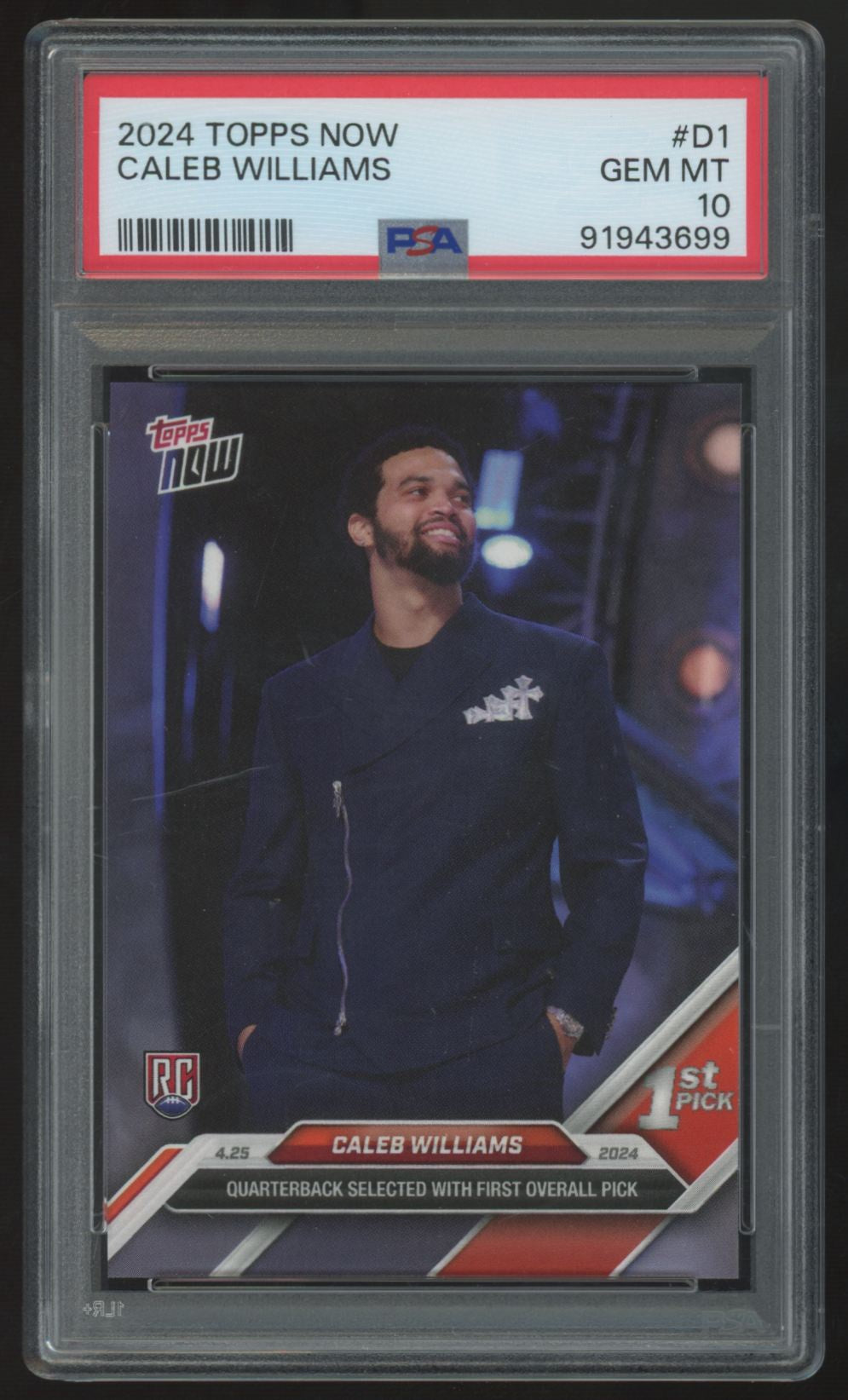 2024 Topps Now Caleb Williams RC 1st Overall Pick #D-1 PSA 10