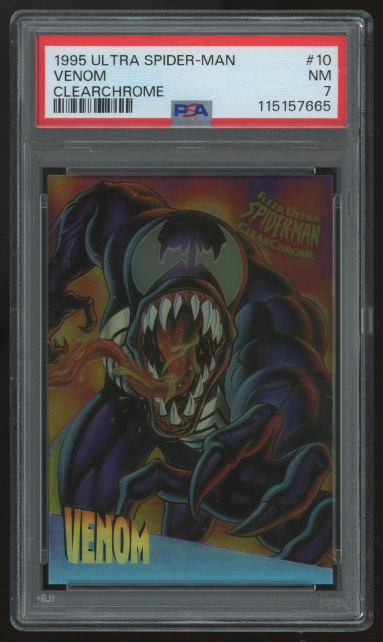 1995 Fleer Ultra Spider-Man Venom ClearChrome #10 PSA 7