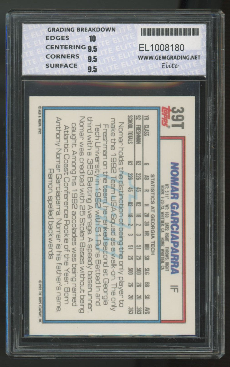 1992 Topps Traded Nomar Garciaparra RC #39T Gem Elite 10