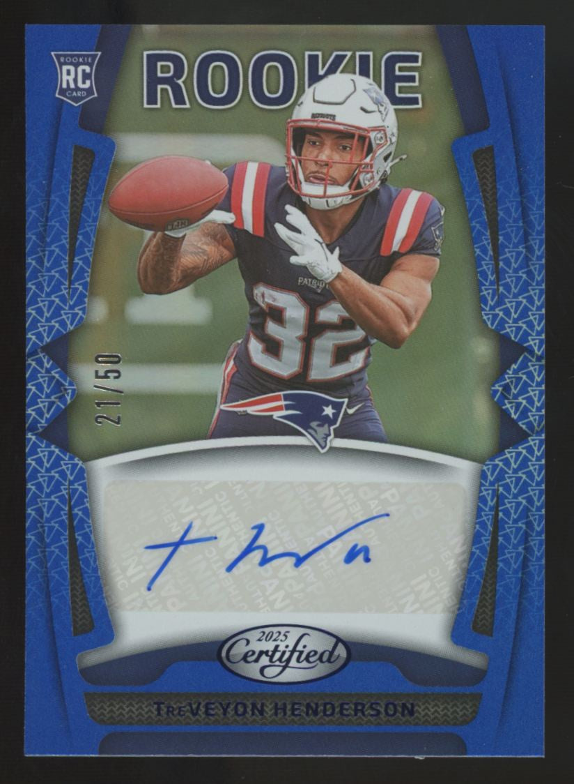 2025 Panini Certified TreVeyon Henderson RC Mirror Blue Auto /50 #RSI-THN