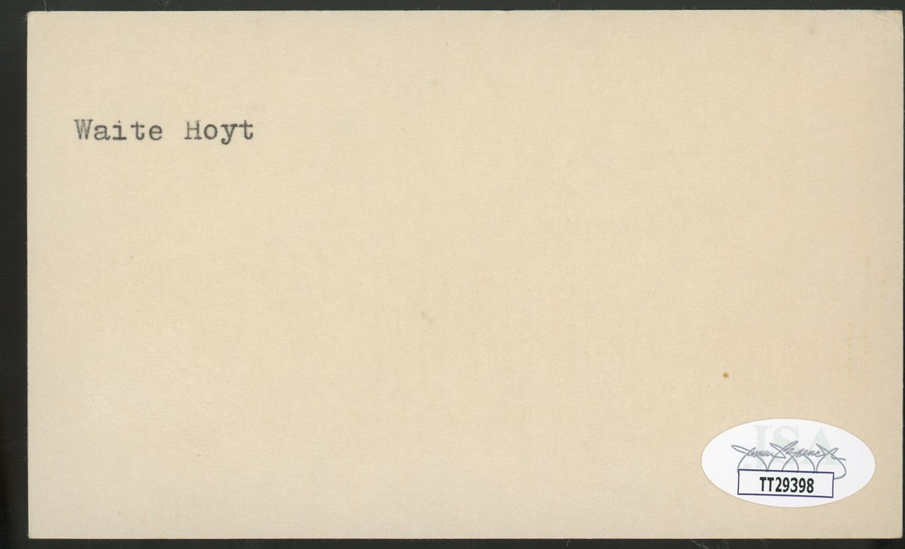 Waite Hoyt Signed Autographed Index Card JSA