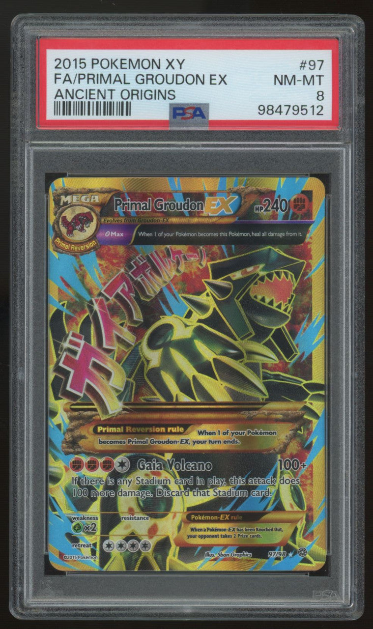 2015 Pokemon Primal Groudon EX Ancient Origins Full Art #97 PSA 8