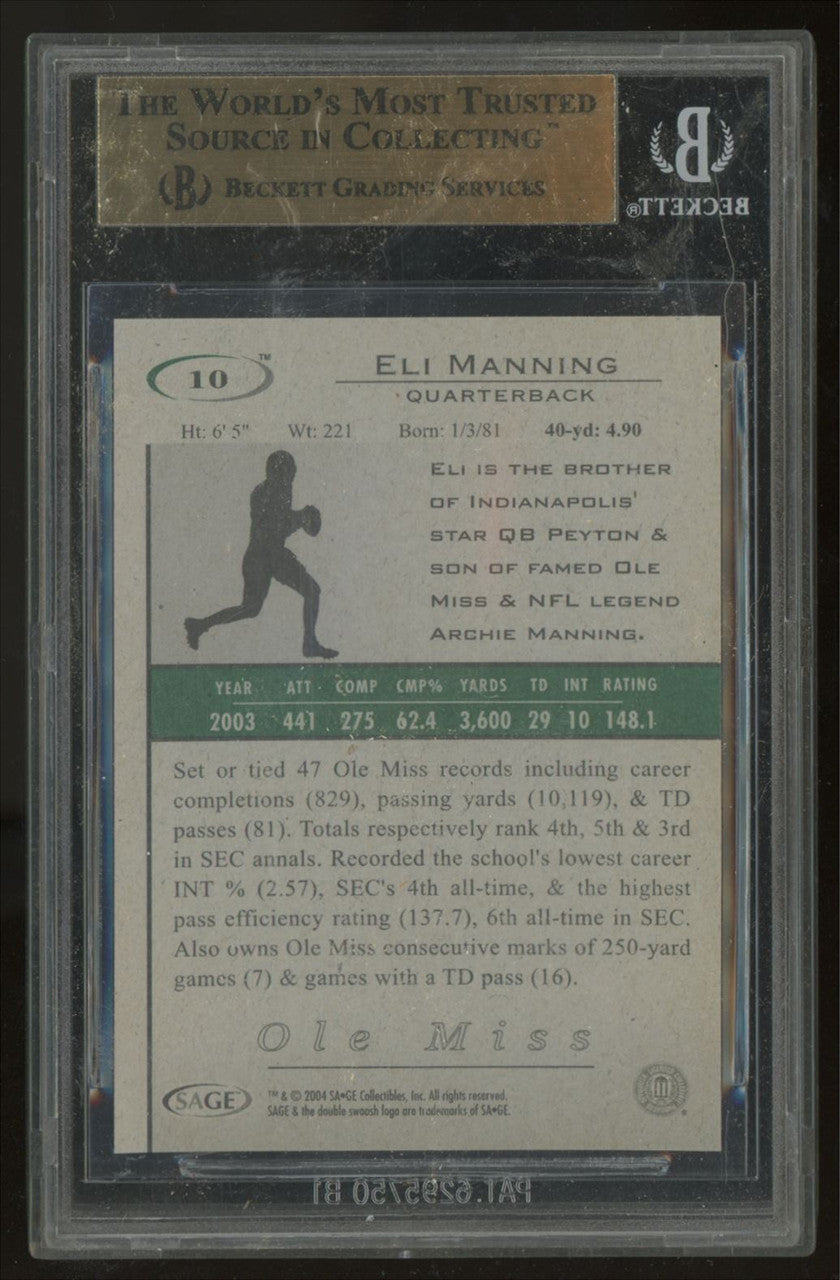 2004 Sage Hit Eli Manning RC #10 BGS 9.5