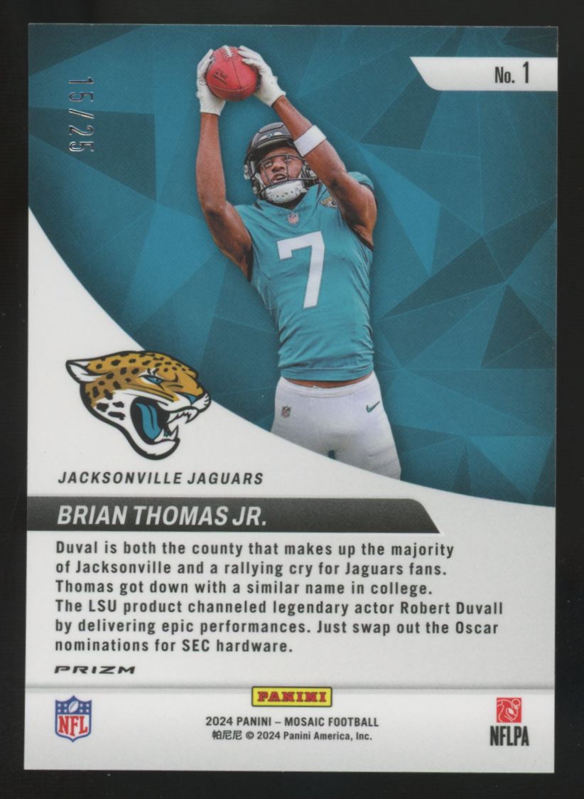 2024 Panini Mosaic Brian Thomas Jr. RC Orange Fluorescent Elevate /25 #1