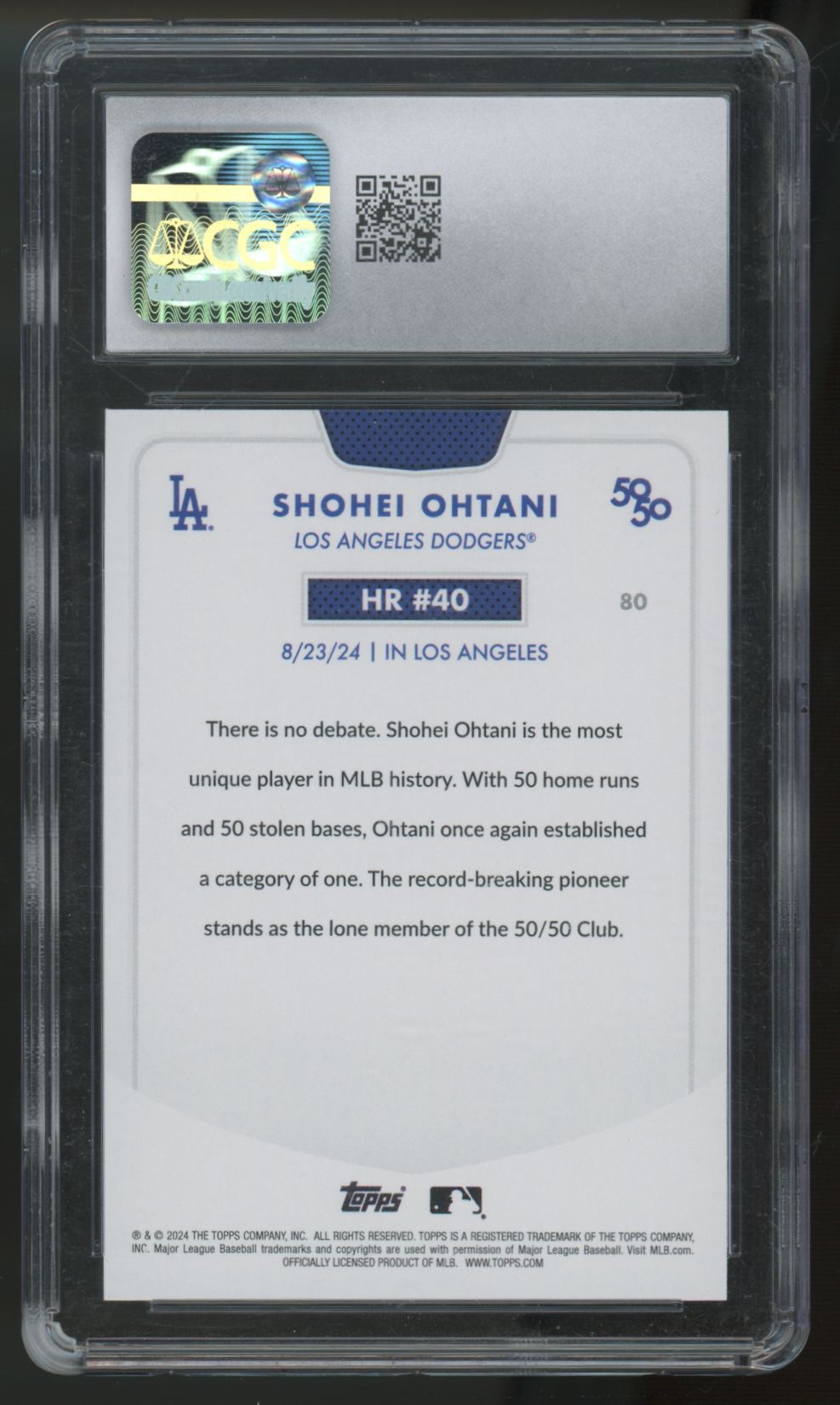2024 Topps 50/50 Shohei Ohtani HR 40 #80 CGC 10