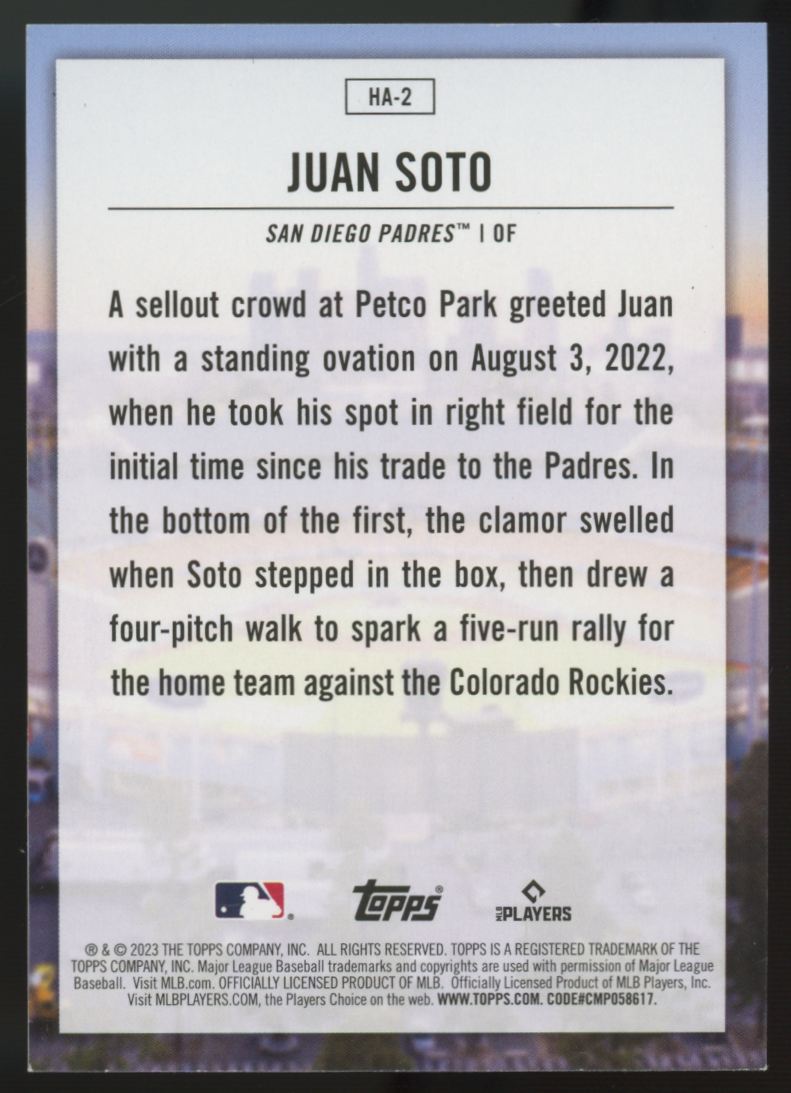 2023 Topps Baseball Juan Soto Home Field Advantage #HA-2 *Surface