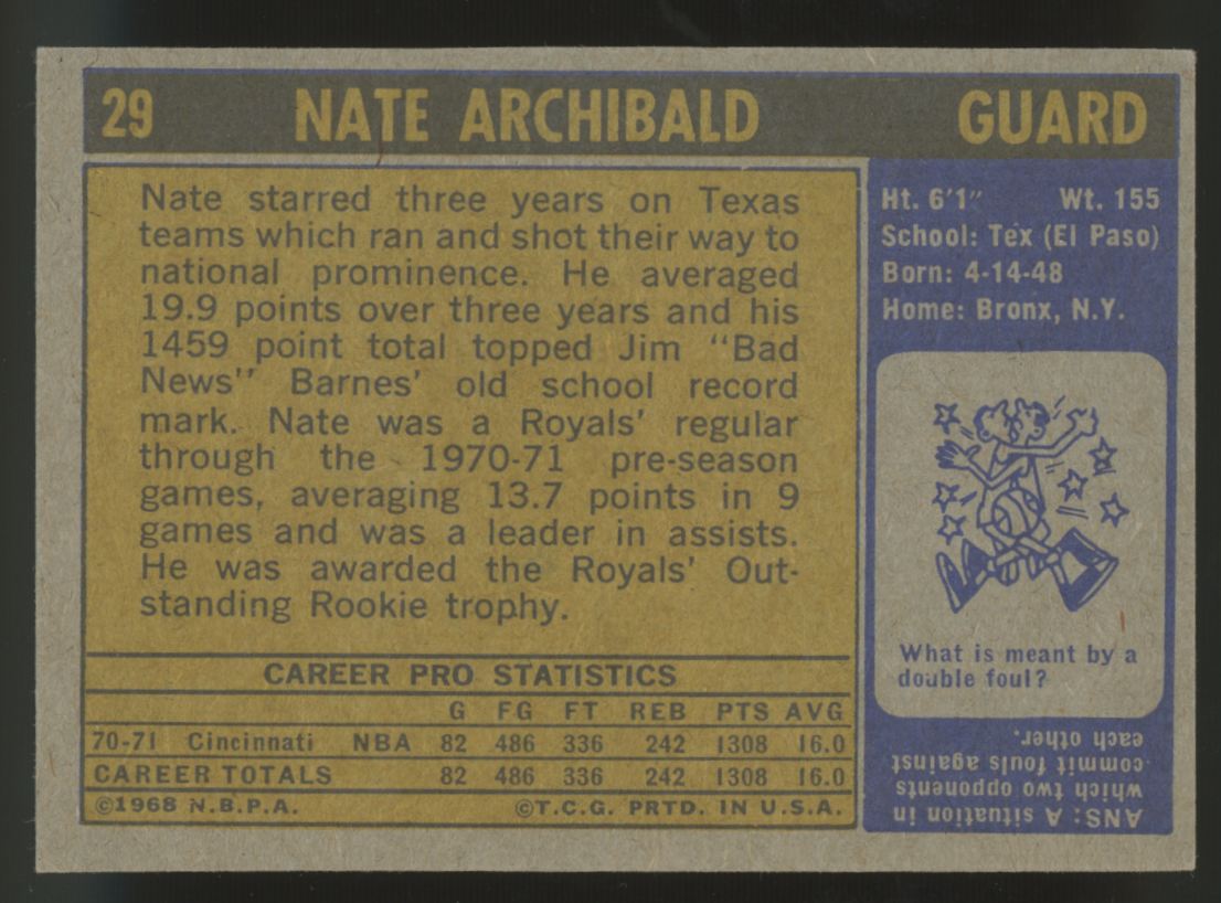 1971-72 Topps Nate Archibald RC #29 EX/MT