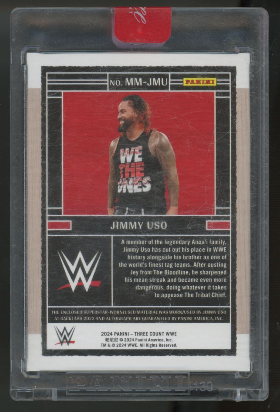 2024 Panini Three Count WWE Jimmy Uso Massive Mat Patch Auto Red /15 #MM-JSU
