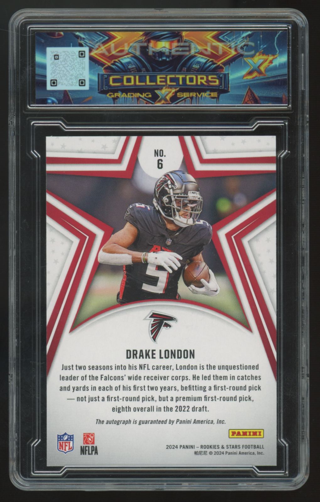 2024 Panini Rookies & Stars Drake London Longevity Auto /299 #6 In Slab
