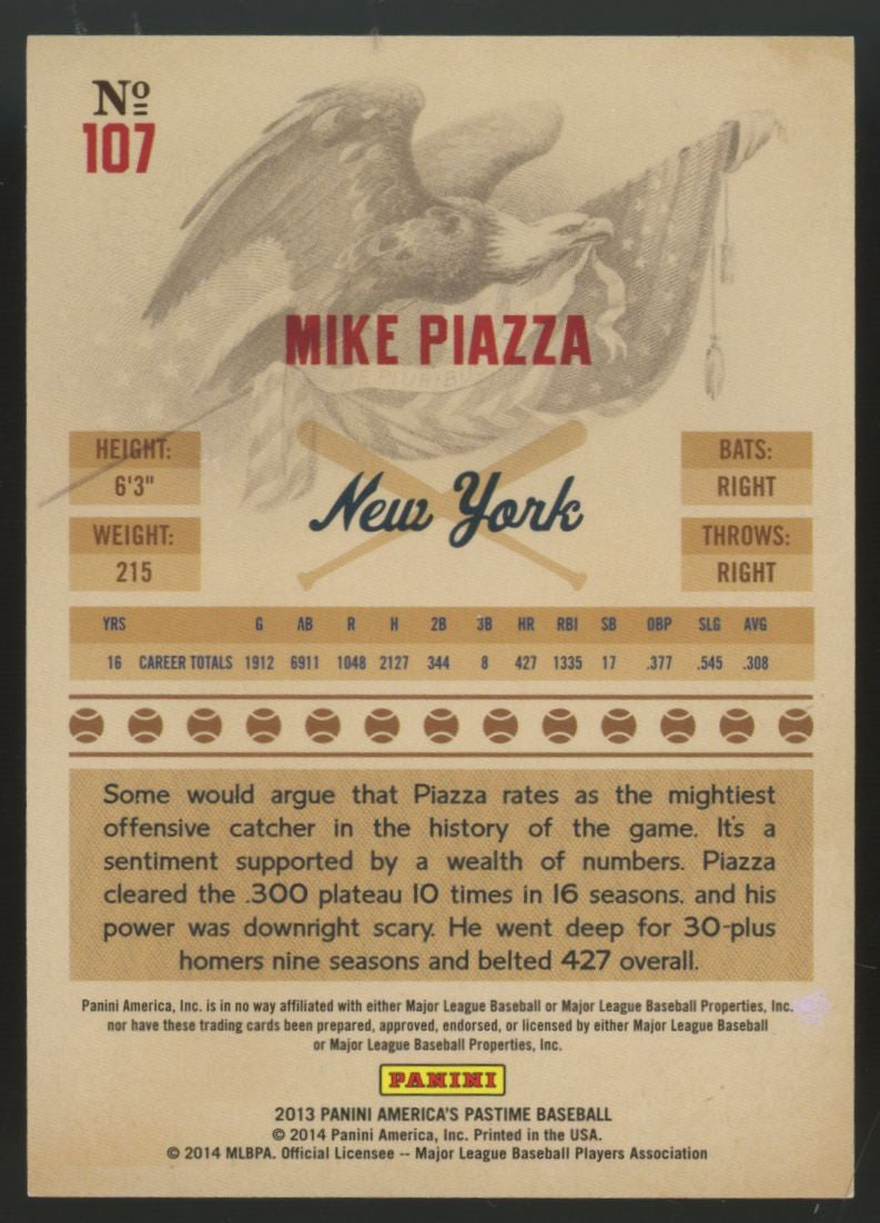 2013 Panini America's Pastime Mike Piazza Green /10 #107