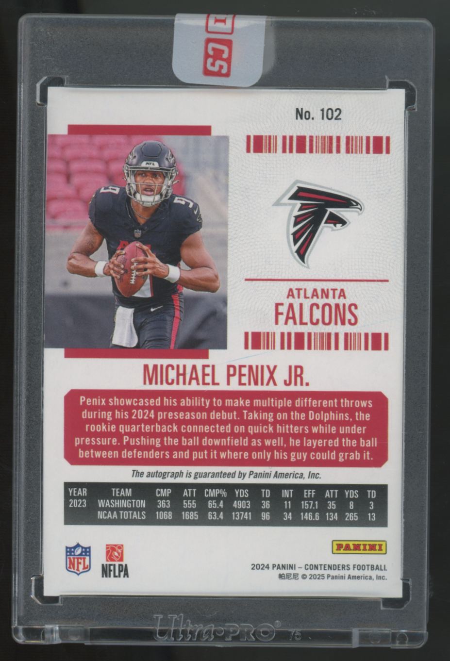 2024 Panini Contenders Michael Penix Jr. RC Playoff Ticket Auto /149 #102