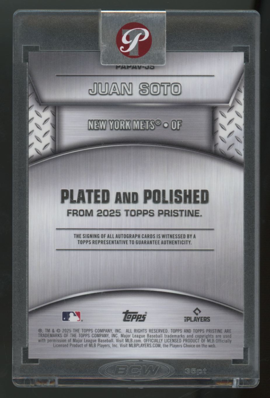 2025 Topps Pristine Juan Soto Plated And Polished Gold Refractor Auto /50