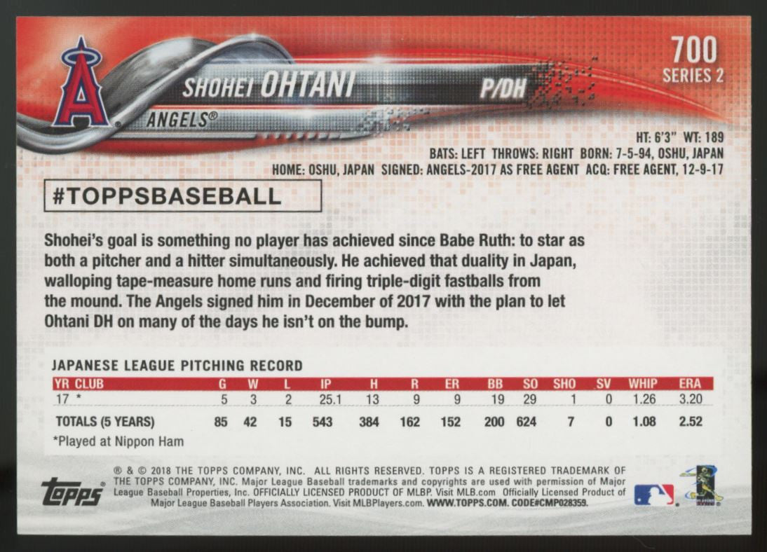 2018 Topps Series 1 & 2 Baseball Complete Set (700) Ohtani RC