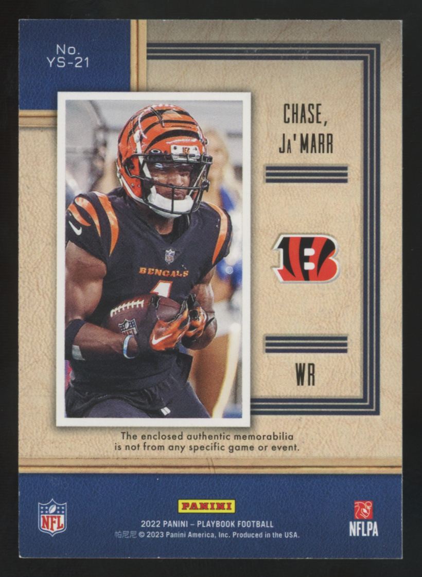 2022 Panini Playbook Ja'Marr Chase Green Year Book Patch /25 #YS-21