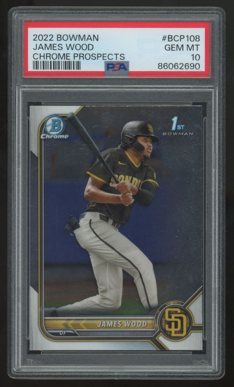 2022 Bowman Chrome James Wood 1st Prospect #BCP-108 PSA 10