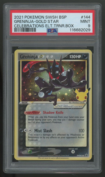 2021 Pokemon Greninja Gold Star Celebrations Promo #144 PSA 9