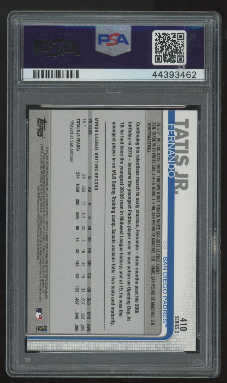 2019 Topps Fernando Tatis Jr. RC #410 PSA 10