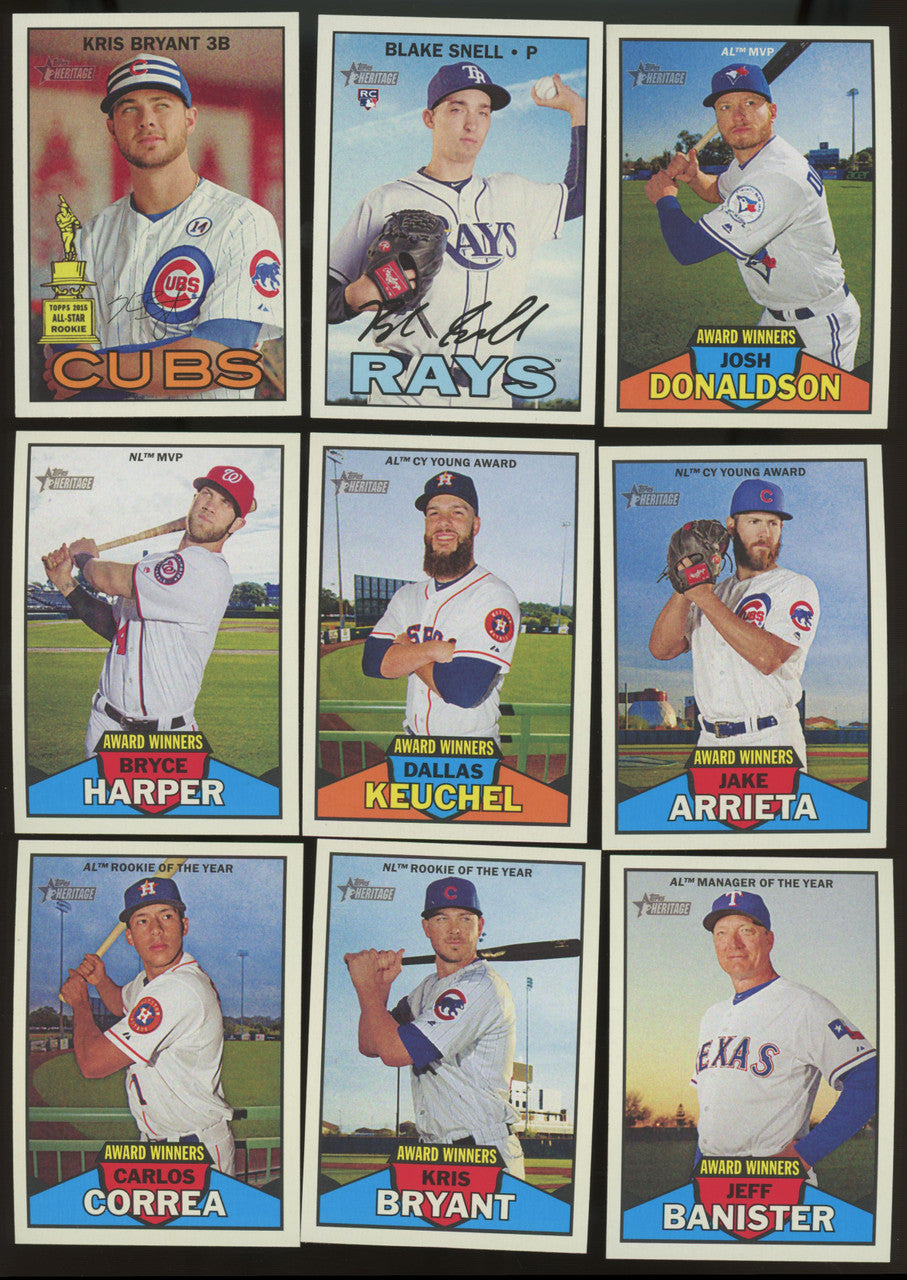 2016 Topps Heritage Baseball Complete Set w/ SPs (725) + 6 Insert Sets