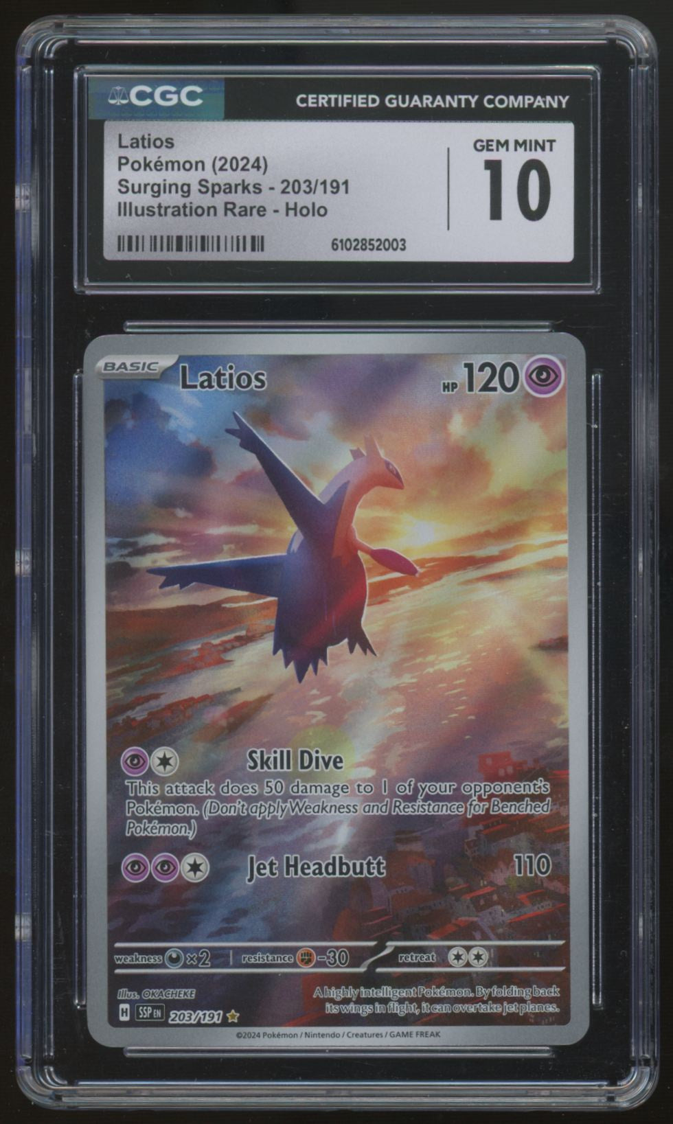 2024 Pokemon Latios Surging Sparks Illustration Rare #203 CGC 10