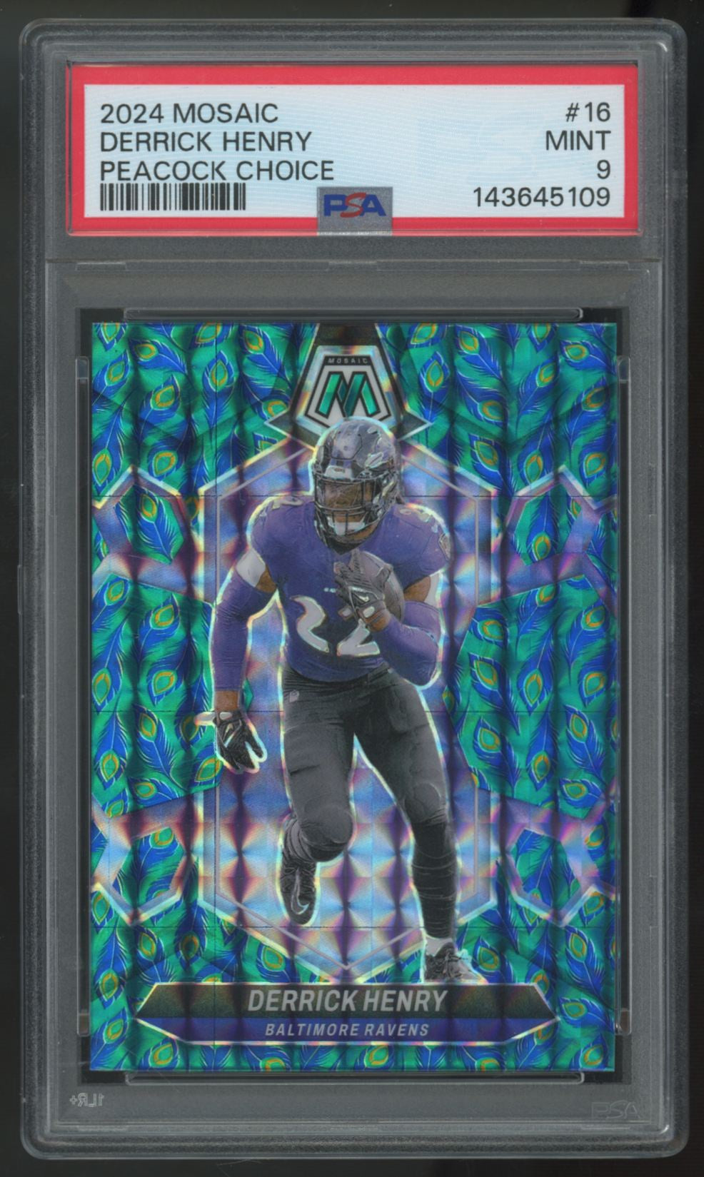 2024 Panini Mosaic Derrick Henry Peacock Choice SSP #16 PSA 9