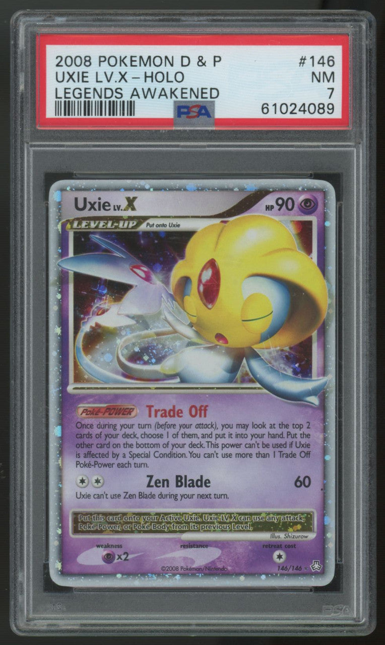 2008 Pokemon Uxie LV. X Legends Awakened Holo #146 PSA 7