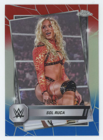 2025 Topps Chrome WWE Sol Ruca Red, White & Blue Refractor /85 #24