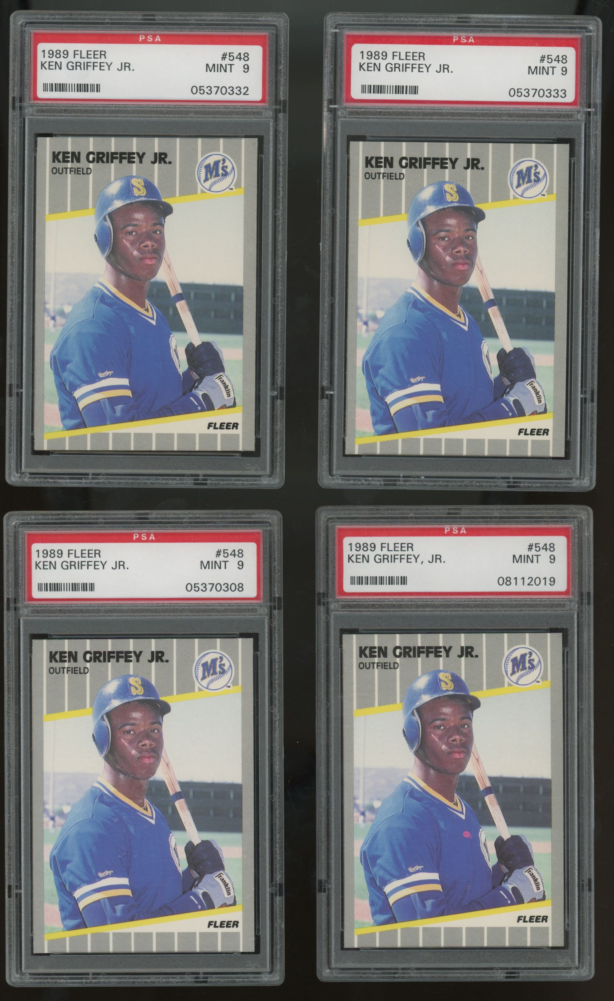 1989 Fleer Ken Griffey Jr. RC #548 PSA 9 Lot of 10 "A"