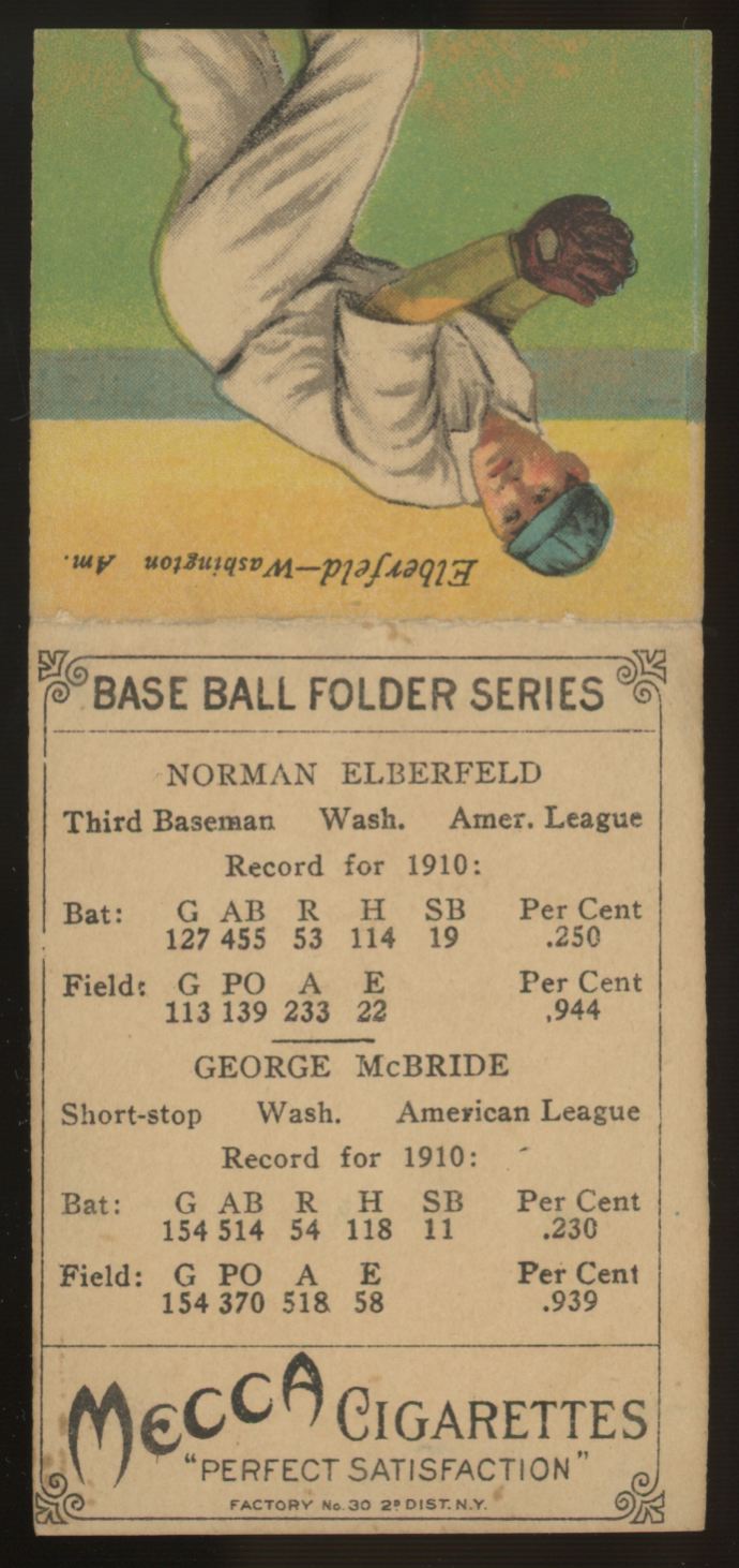 1911 T201 Mecca Double Folders George McBride/Norman "Kid" Elberfeld VG-EX