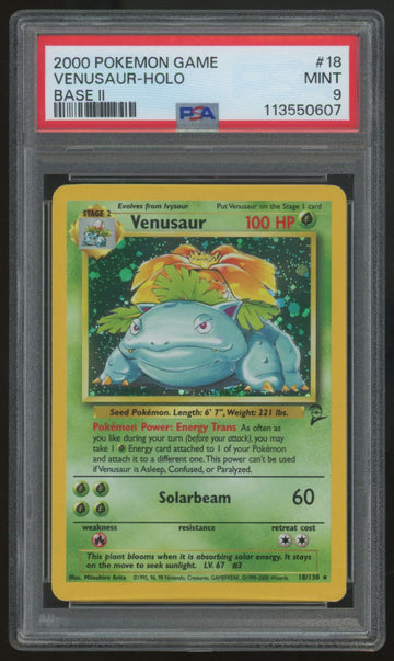 2000 Pokemon Venusaur Base Set 2 Holo #18 PSA 9