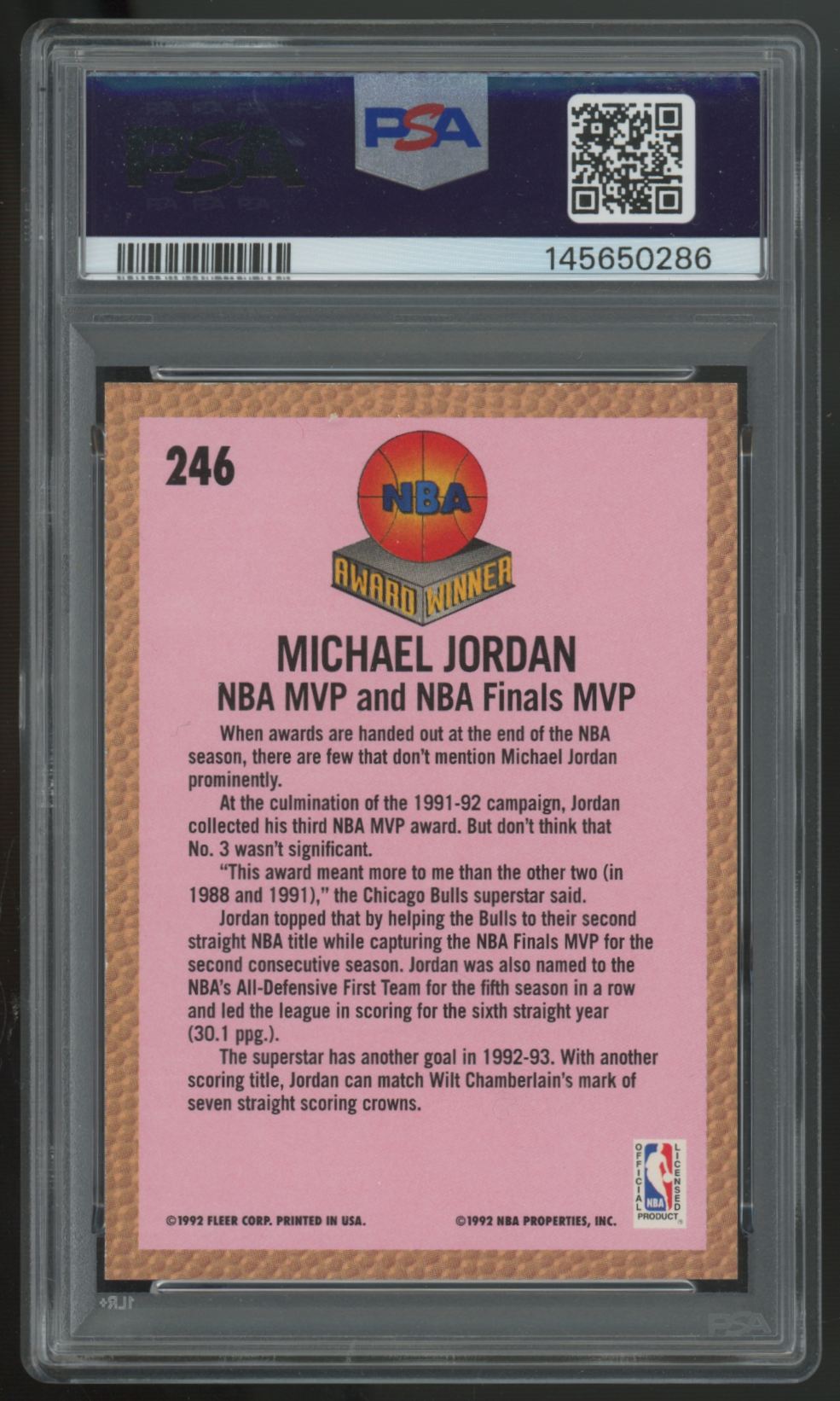 1992-93 Fleer Michael Jordan #246 PSA 9