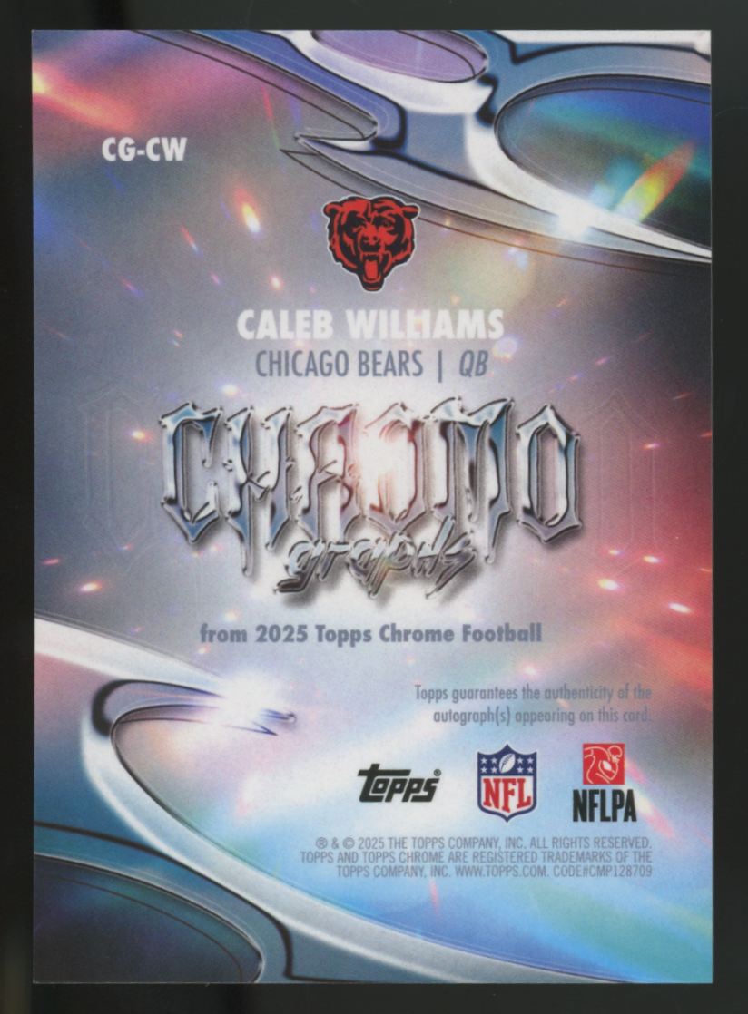 2025 Topps Chrome Caleb Williams Orange Geometric Chromographs Auto /25 #CG-CW