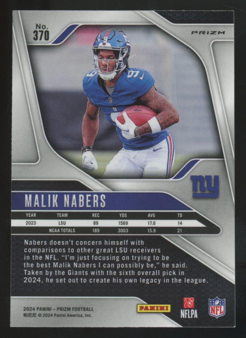 2024 Panini Prizm Malik Nabers RC Silver #370