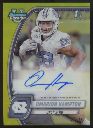 2024 Bowman Chrome U Omarion Hampton 1st Yellow Prospect Auto /75 #PA-OHA