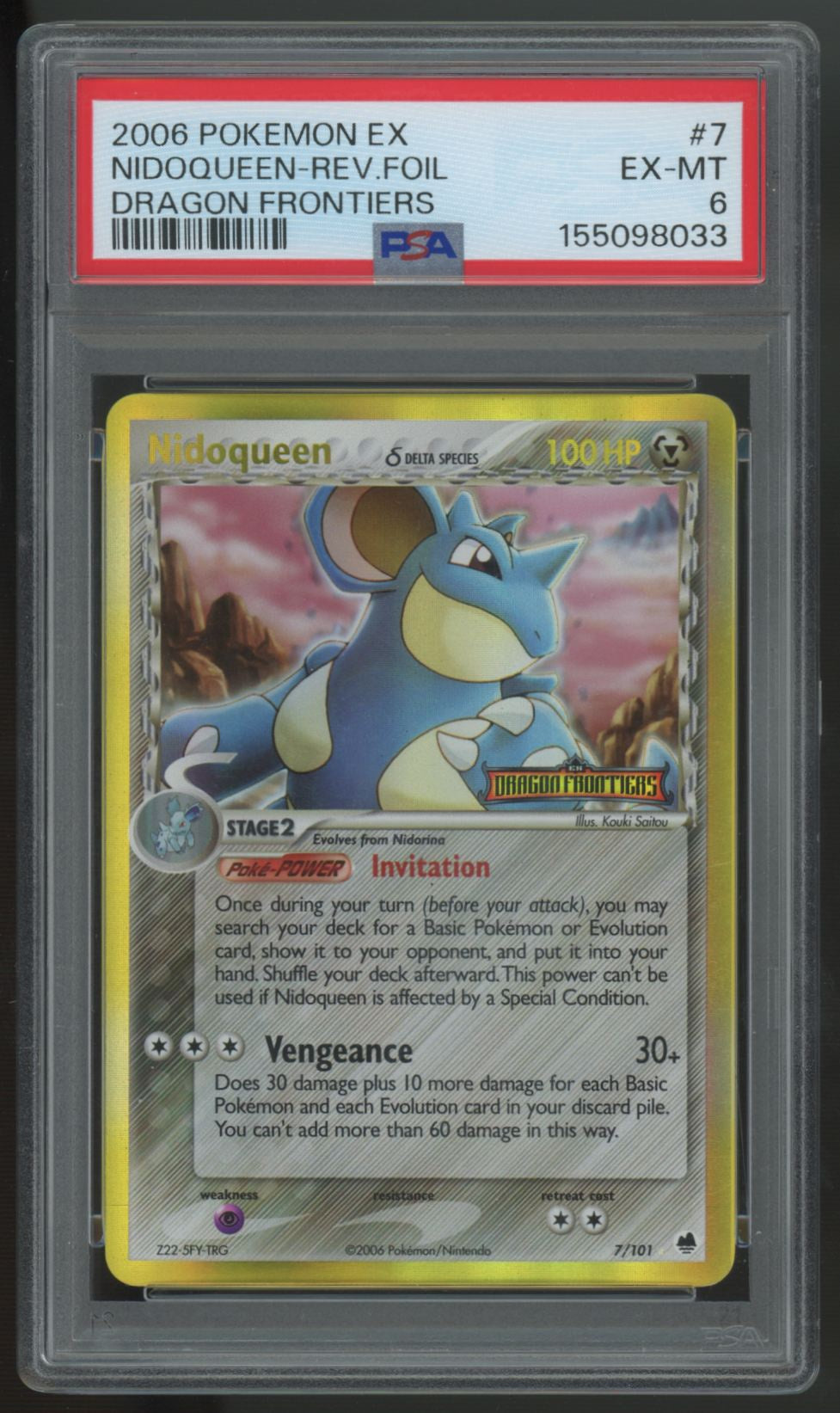 2006 Pokemon Nidoqueen Dragon Frontiers Reverse Holo #7 PSA 6