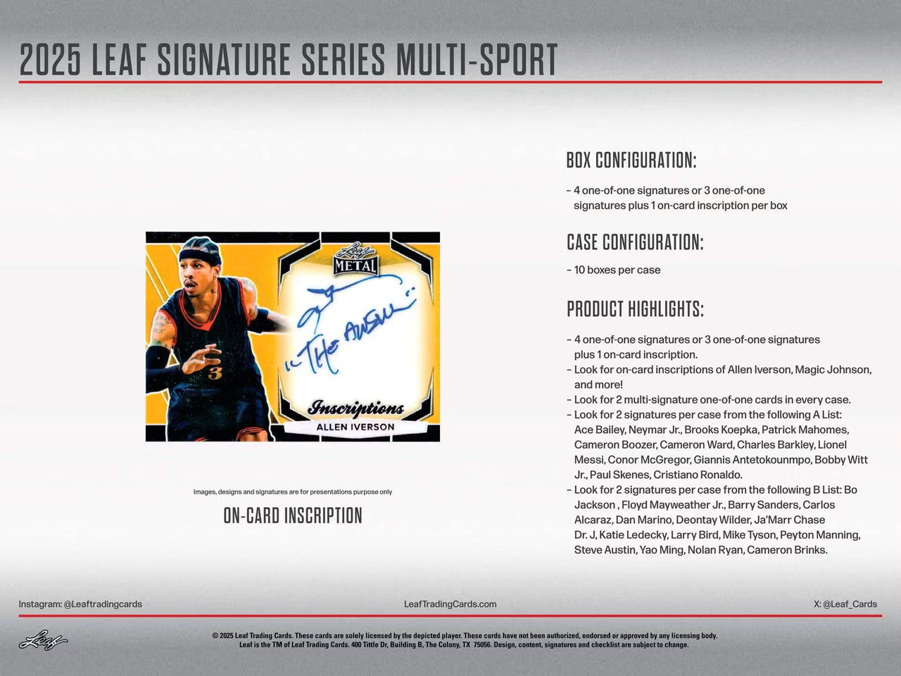 2025 Leaf Signature Series Multi-Sport Hobby Box