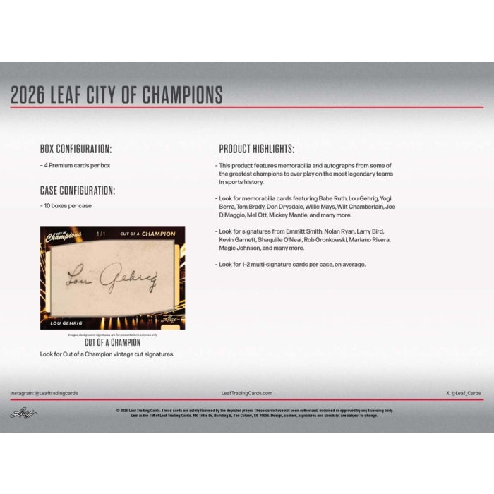 2026 Leaf City of Champions Multi-Sport Hobby Box