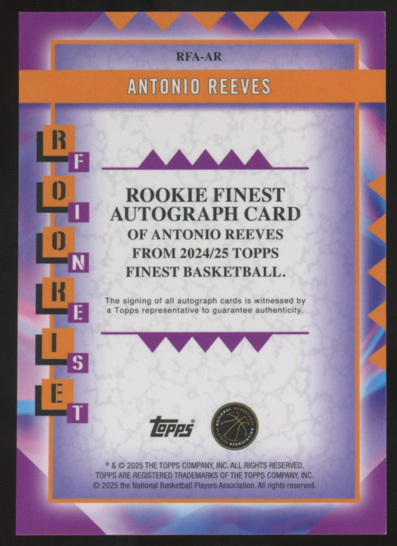 2024-25 Topps Finest Antonio Reeves RC Rookie Finest Red Auto /5 #RFA-AR