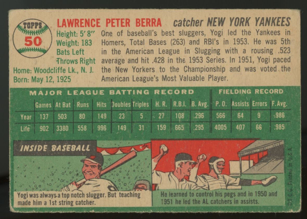 1954 Topps Yogi Berra #50 G/VG