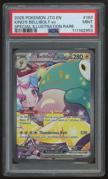 2025 Pokemon Iono's Bellibolt ex Journey Together SIR #183 PSA 9 (B)
