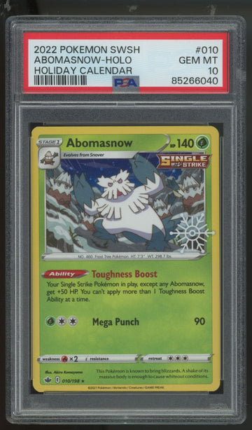 2022 Pokemon Abomasnow Holiday Calendar Holo #010 PSA 10