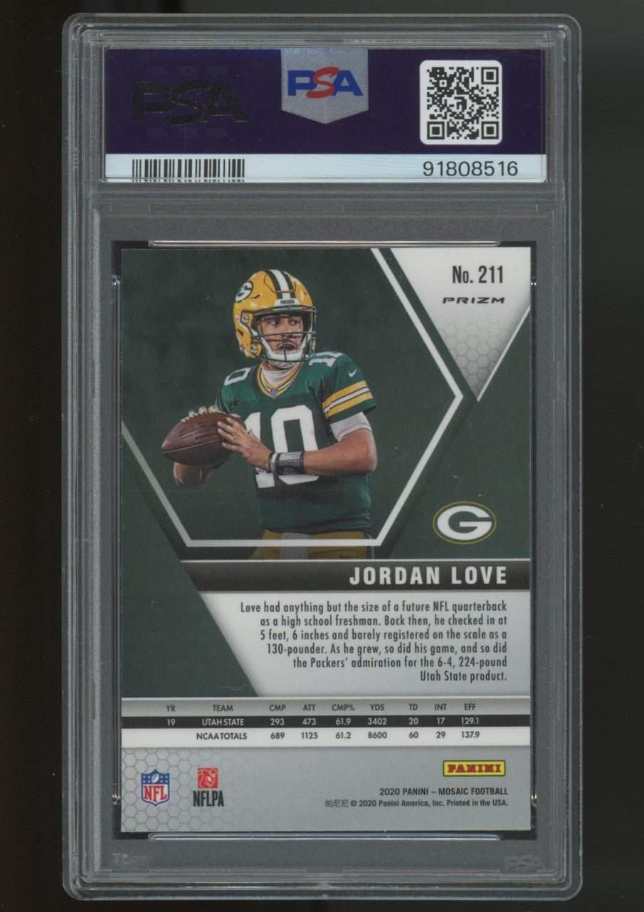 2020 Mosaic Jordan Love RC Silver #211 Signed Autographed PSA 10 9 Auto