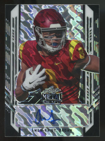 2021 Leaf Metal Draft Amon-Ra St. Brown RC Marble Portrait Auto /15 #PA-ARS