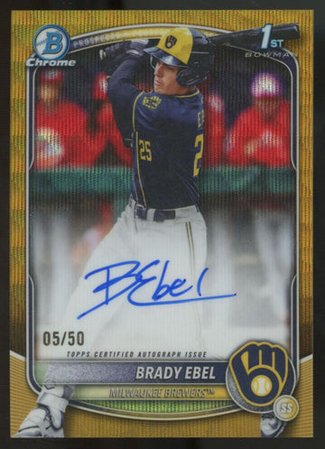 2025 Bowman Chrome Draft Brady Ebel 1st Prospect Gold Wave Auto /50 #CPA-BE