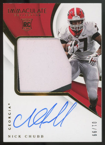 2018 Panini Immaculate Nick Chubb RC Patch Auto RPA /99 #110
